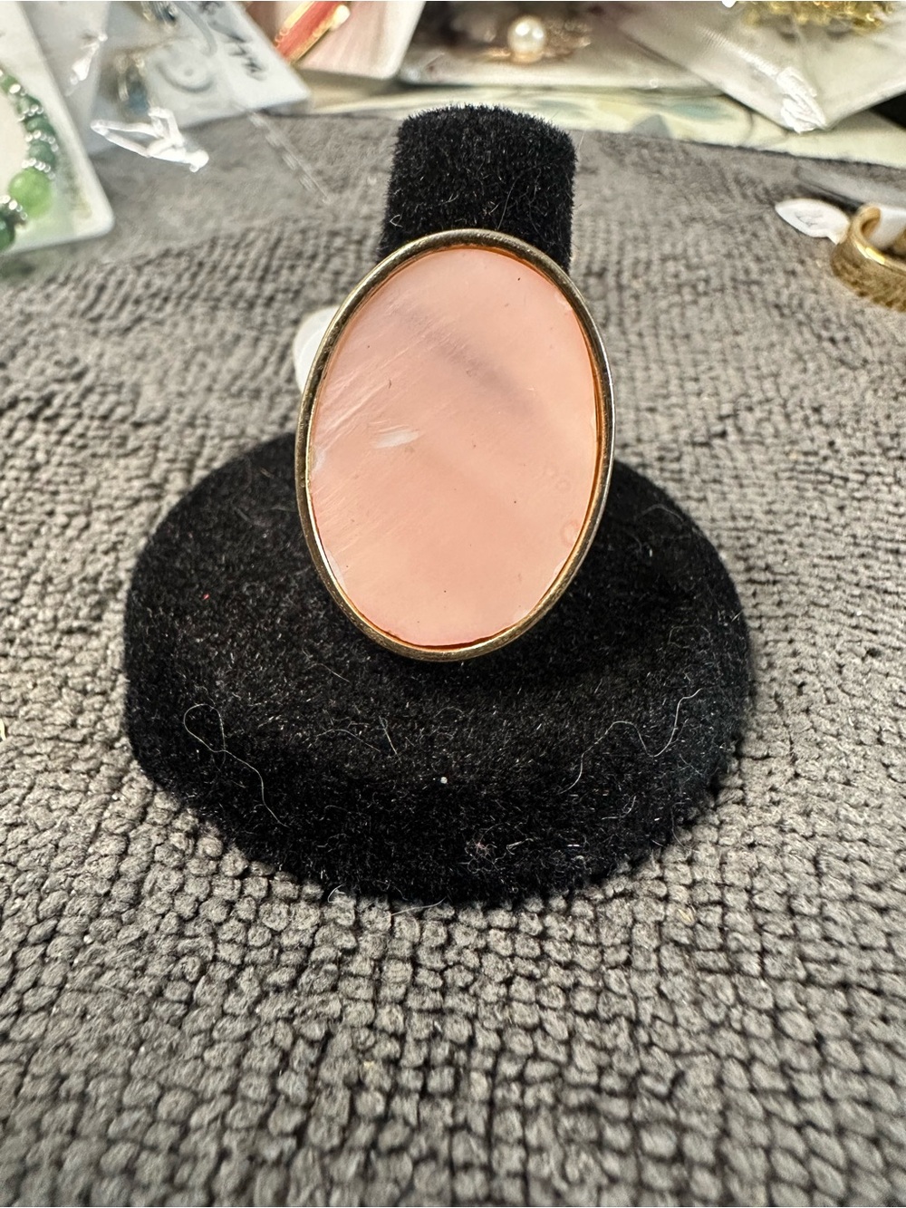 Elegant Pink Oval Statement Ring - Womens Jewelry size 7